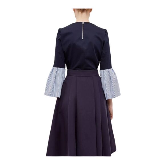 Ted Baker Jesieh Stripe Frilled Bell Sleeve Blouse, Navy Size 3 (US 8) - Picture 2 of 9